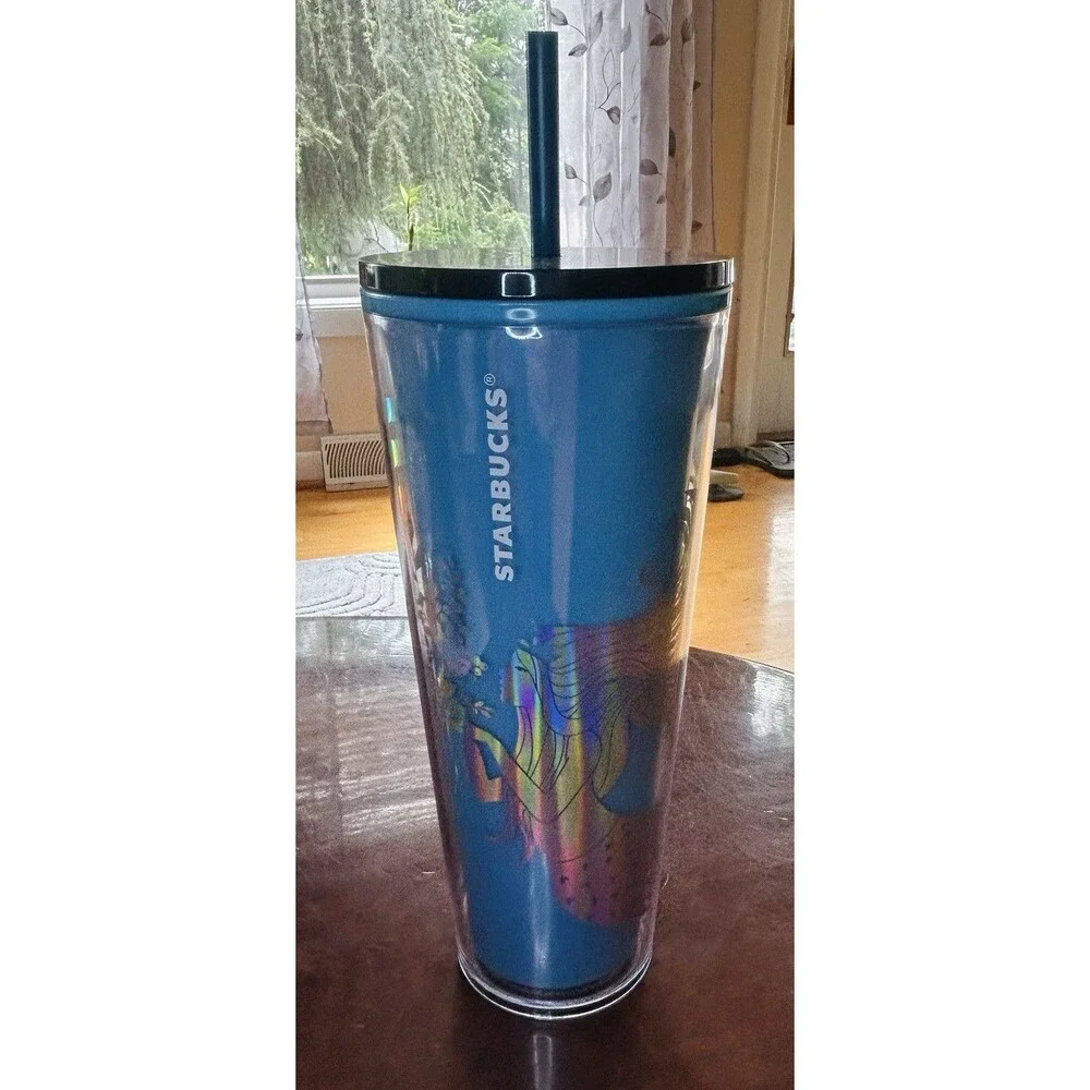 Starbucks 2021 Christmas Holiday‎ Tumbler Siren Mermaid Blue 24 oz Holographic
